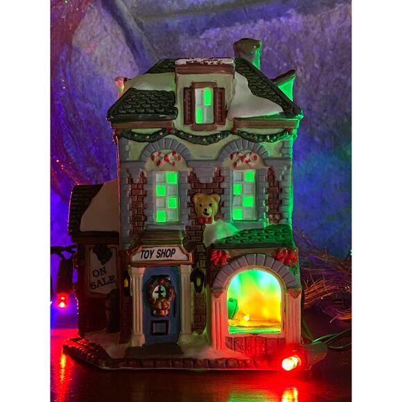 TOY SHOP Bisque China Christmas Village Building - Picture 10 of 11